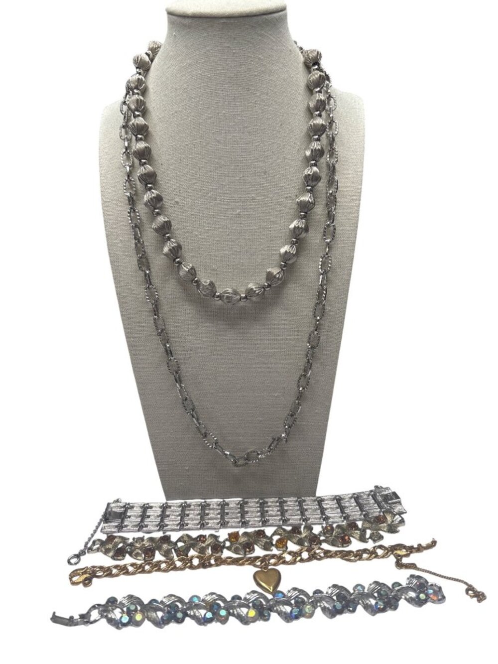 6 Vintage Necklaces & Bracelets: Whiting Davis, Lisner, Monet Locket, Coro Pegas